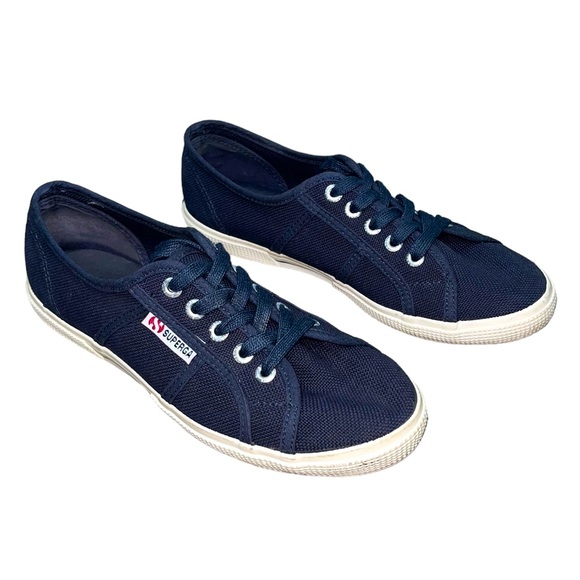 Like New Superga Tennis Shoes Sneakers 7 Navy Blue - Picture 4 of 15
